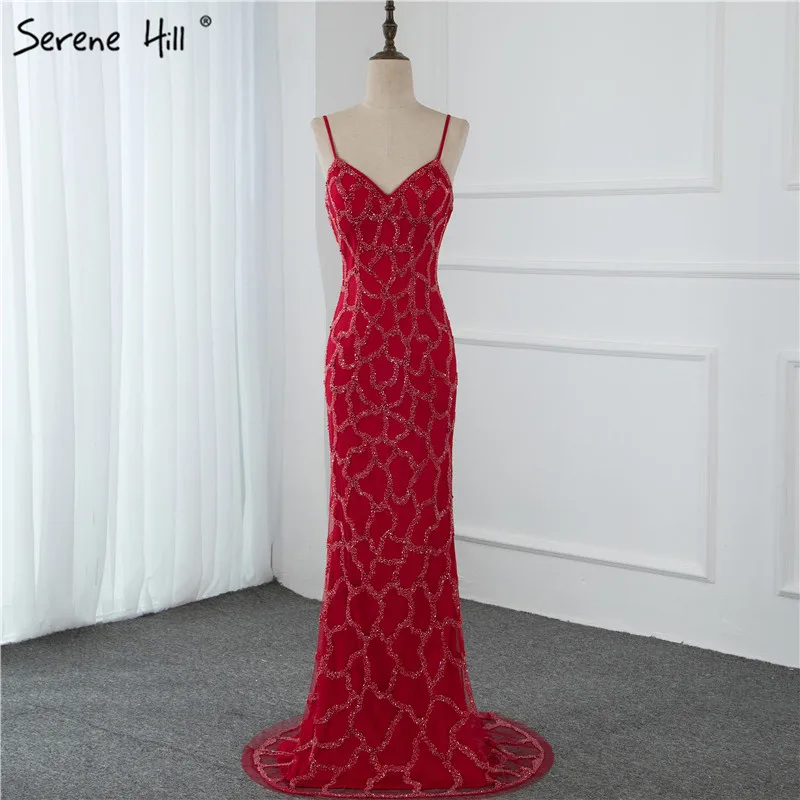Дубай красный бисер без рукавов вечерние платья 2021 Милая Сексуальная Русалка
