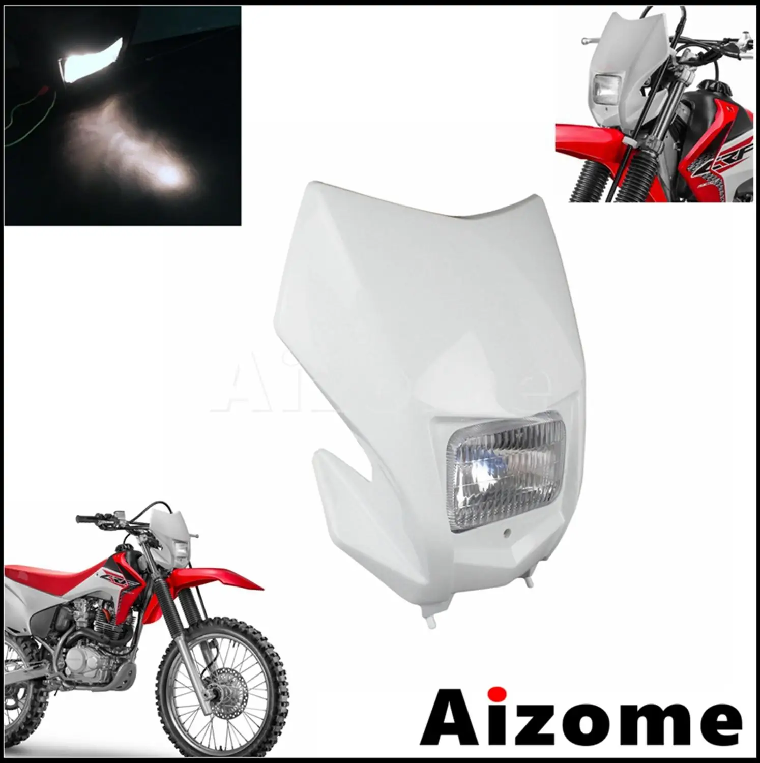 

For Honda CRF150F CRF230F Front Headlight Fairing Dirt Bike Supermoto Motorcycle Headlight Enduro Motocross Lamp Mask 2015-2020