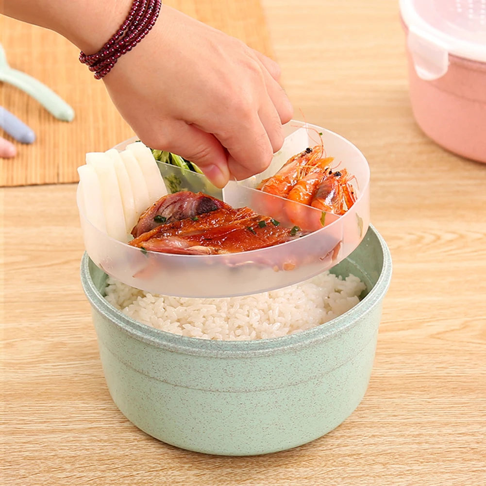 Портативный двухслойный Ланч-бокс Bento набор ложек для студентов контейнер