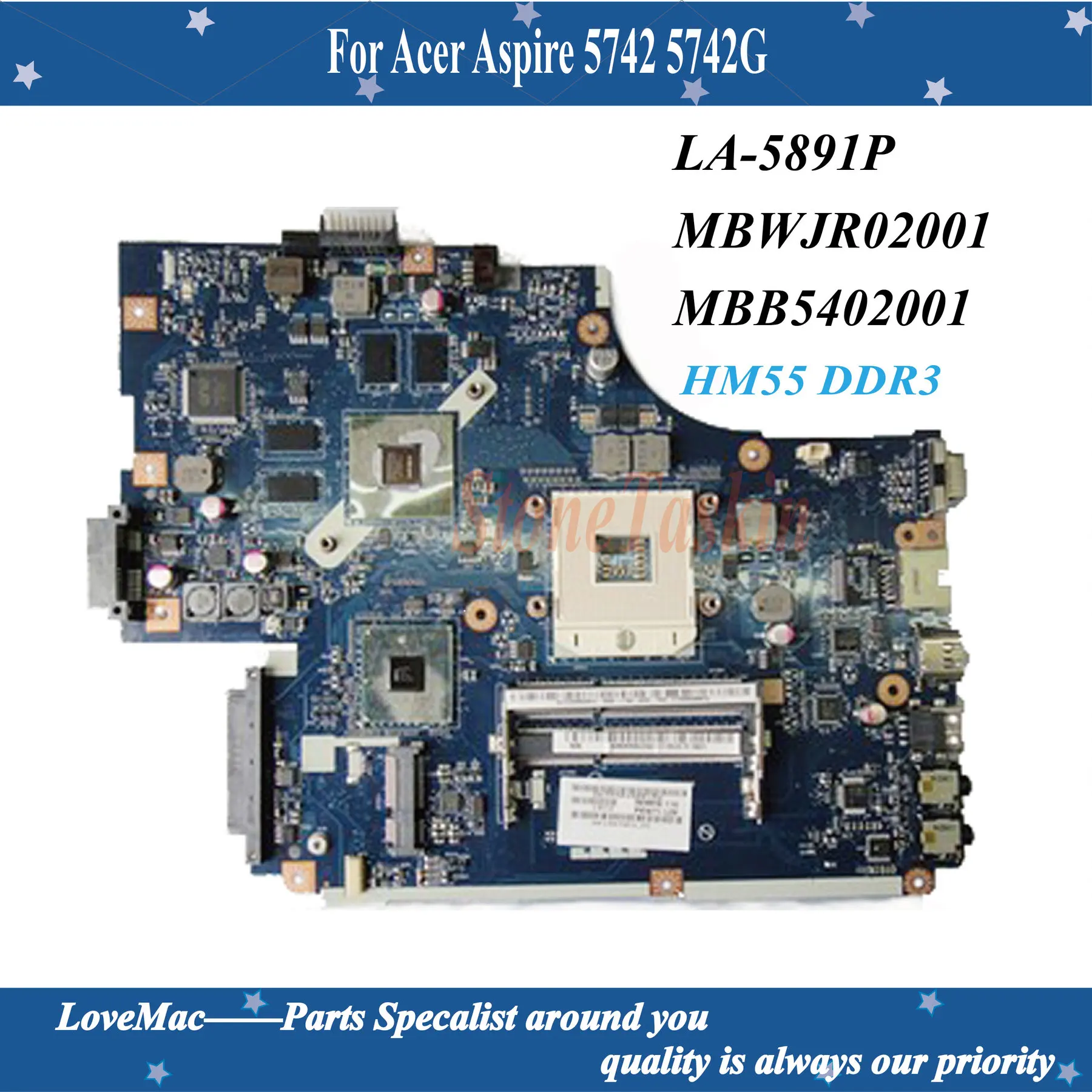 Высокое качество LA 5891P MBWJR02001 MBB5402001 для ноутбука Acer Aspire 5742 5742G материнская плата HM55