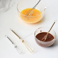 stainless steel mini whisk stirring stick with silver or golden color manual cream whisk baking tool for commercial and domestic