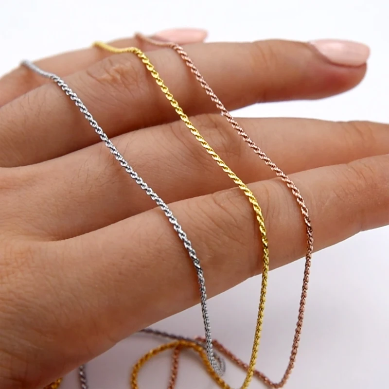 MIQIAO 925 Sterling Silver Rope Chain Platinum Rose Gold Color Long 40 45 50 55 60 65 70 80 CM Wide 1.0 1.5 2.3 MM Necklace Men