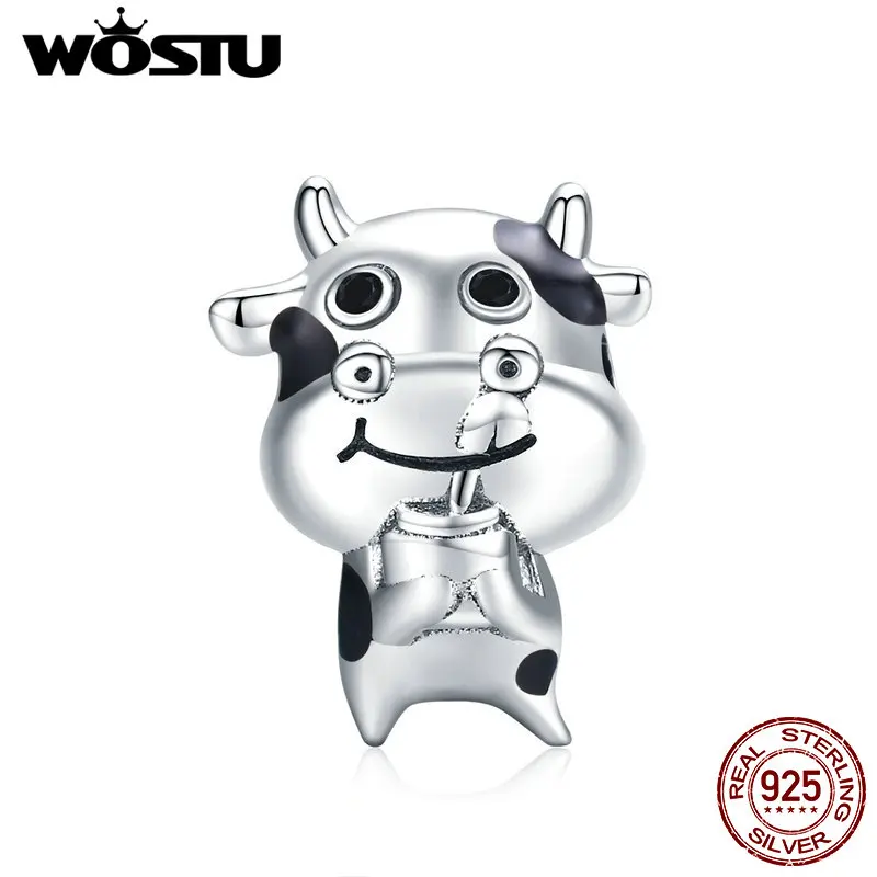 

WOSTU Genuine Sterling Silver 925 Little Cow Charms fit Original Beads Bracelet Bangle Original Silver 925 Jewelry CQC1574