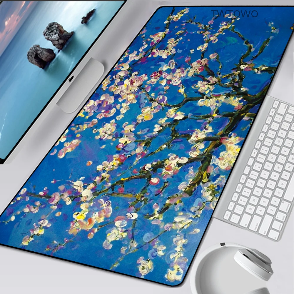 

New Design Van Gogh Large Lockedge Mouse Pad Waterproof PC Computer Mat XXL Rubber Lock Edge Gamer Keyboard Big Mousepad Mats