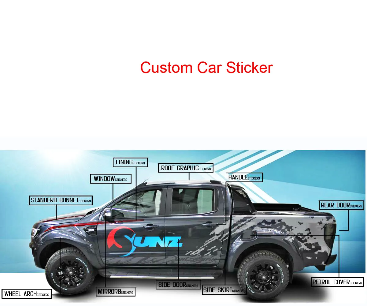 Автомобильные аксессуары 2 штуки наклеек на заднюю часть кузова и боковую графику TORN из виниловой пленки для Ford FORD F150 RAPTOR 2009 2010 2011 2013 2014 годов выпуска.