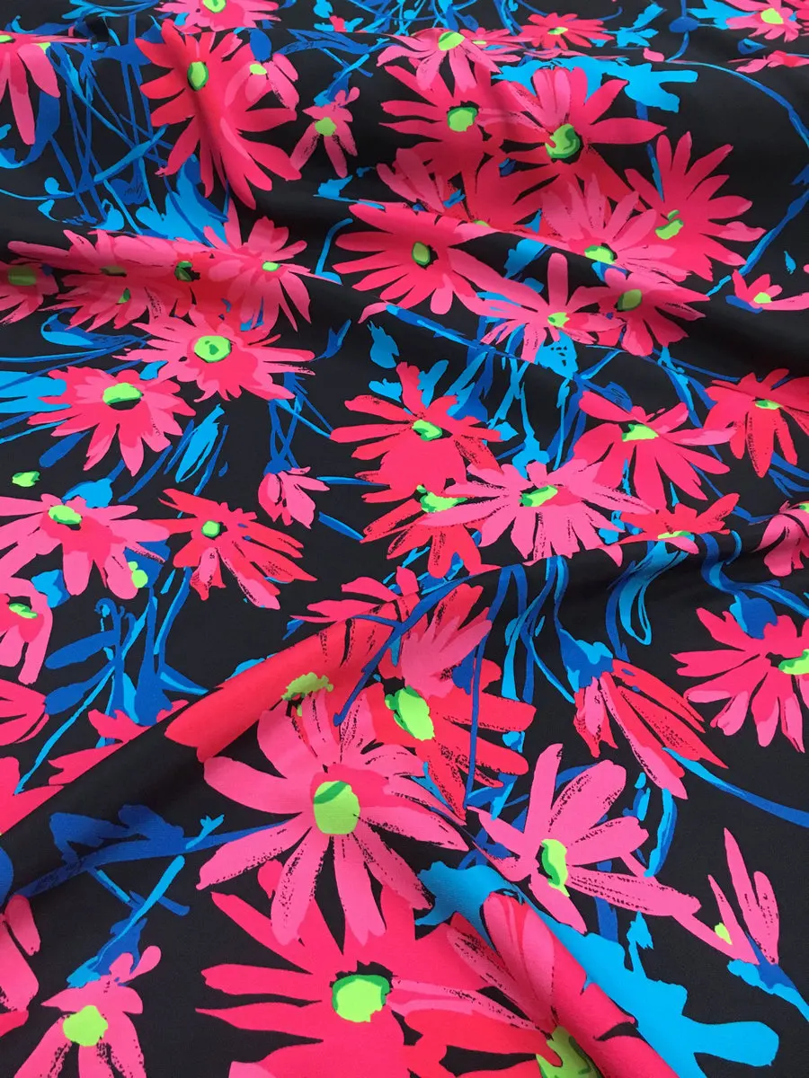 G brand daisy flower printed hand-painted 30mm dress stretch heavy crepe digital printing natural mulberry silk fashion fabric | Дом и сад