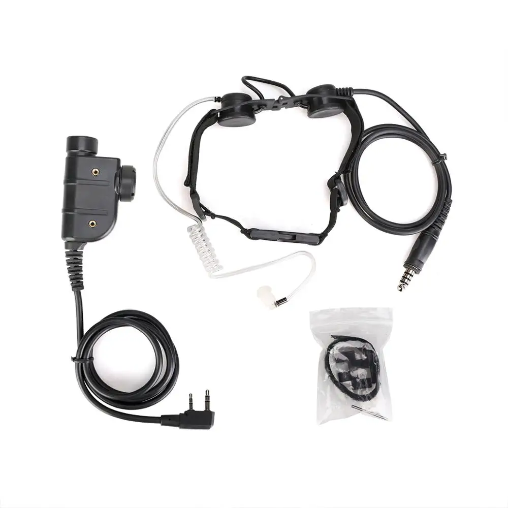 

6-RETEVIS ETK005 Adjustable Tactical Throat Mic With PTT Headphones For Walkie-talkie Airsoft Game Earphones