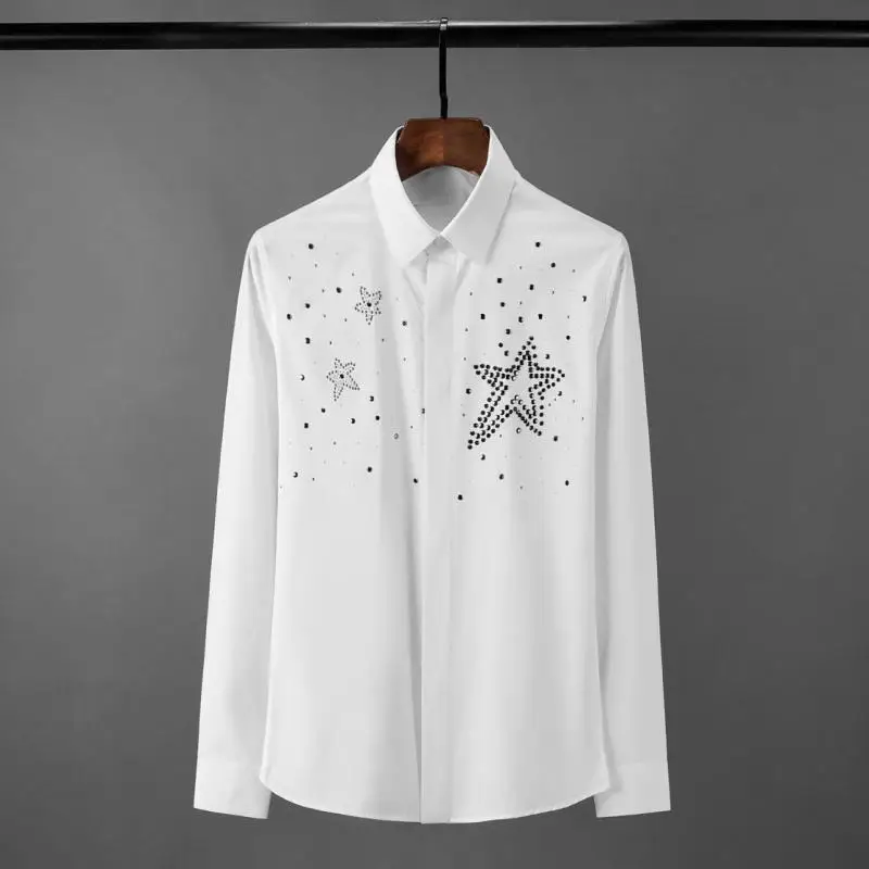 

Мужская однотонная приталенная рубашка с длинным рукавом, размеры до 4xl