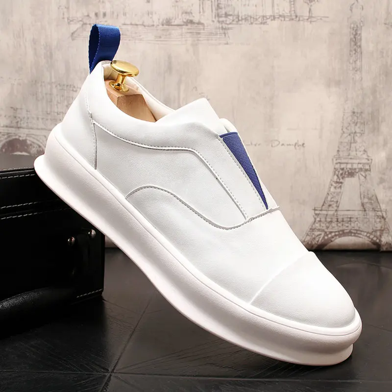 

New High Quality Genuine Leather Men Sneakers Casual loafers lazy Driving Shoes Boys Slip on white Low flats shoes A11-47