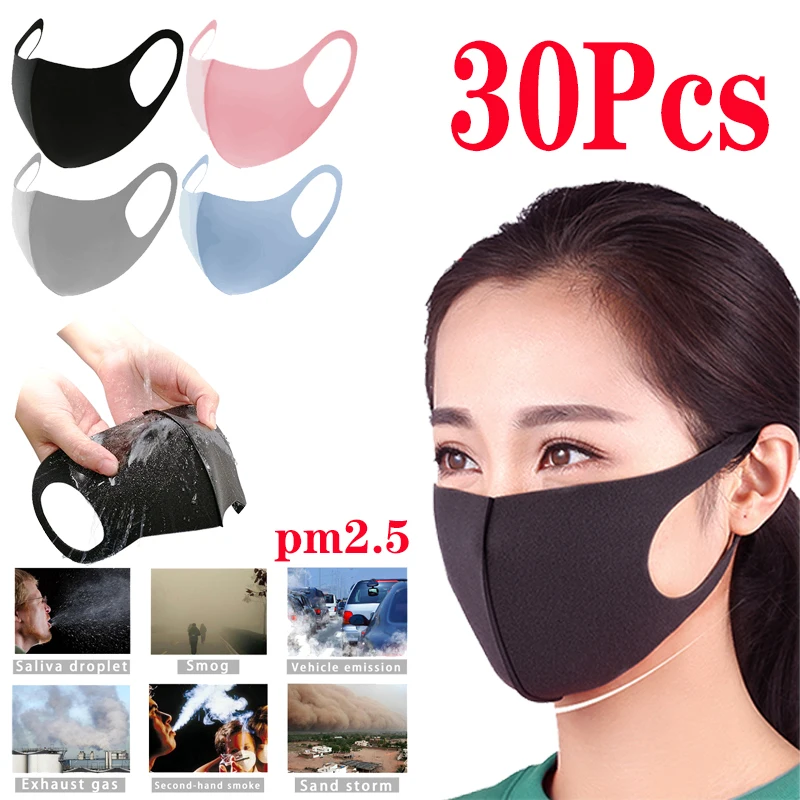 

30pcs Unisex Masks Anti-pollen Sunscreen Masks Pm2.5 Masks 4 Colors Masks Washable Dustproof Reusable