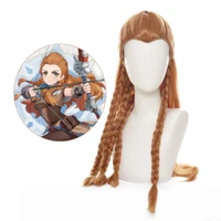 game genshin impact aloy cosplay costume heat resistant synthetic hair women brown long braids wig