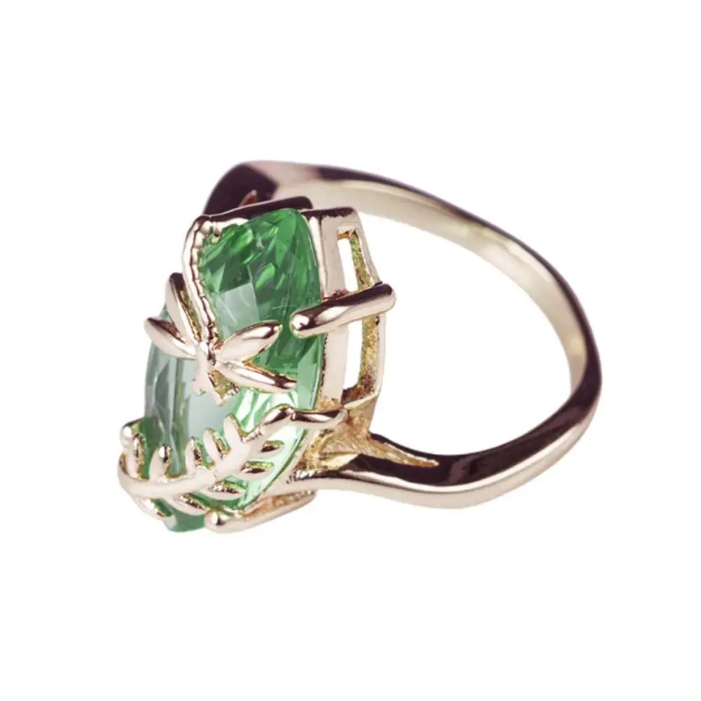 

Transparent Rhinestone Ring Emerald Faux Gemstone Dragonfly Decor Ring for Wedding Ring