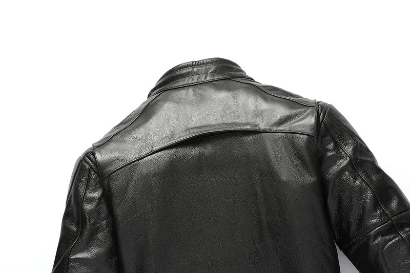 

Mens Black Jackets Genuine Leather Biker Men Jacket Jaqueta Motoqueiro Stand Collar Cow Leather Jacket Casual Coat