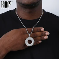 hip hop bling iced out cubic zircon cz stone doughnut pendants necklaces donut necklace for men jewelry with tennis chain