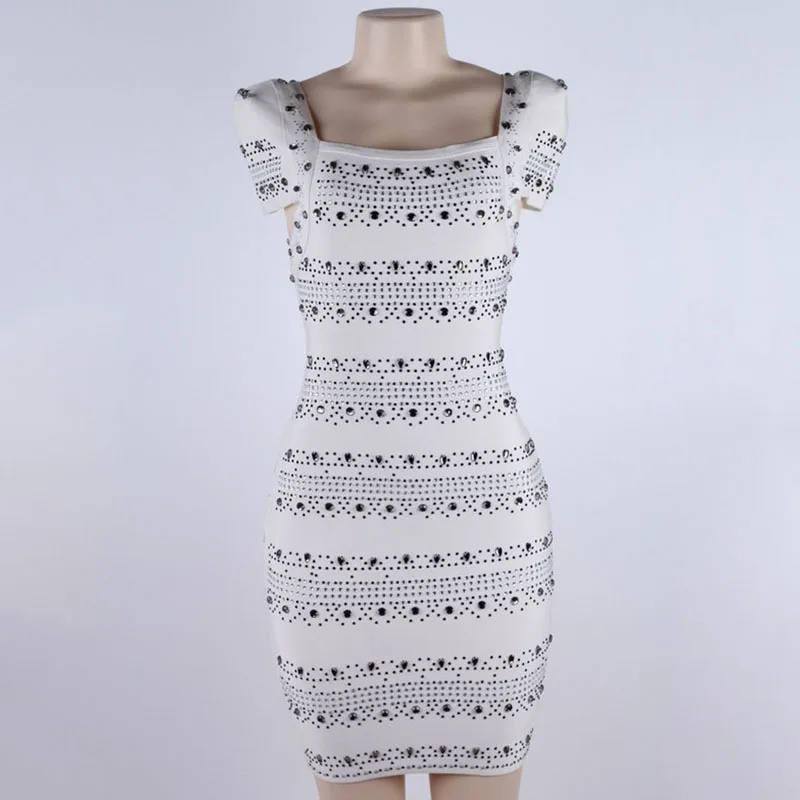 Женское Бандажное платье ручной работы летнее с коротким рукавом украшенное