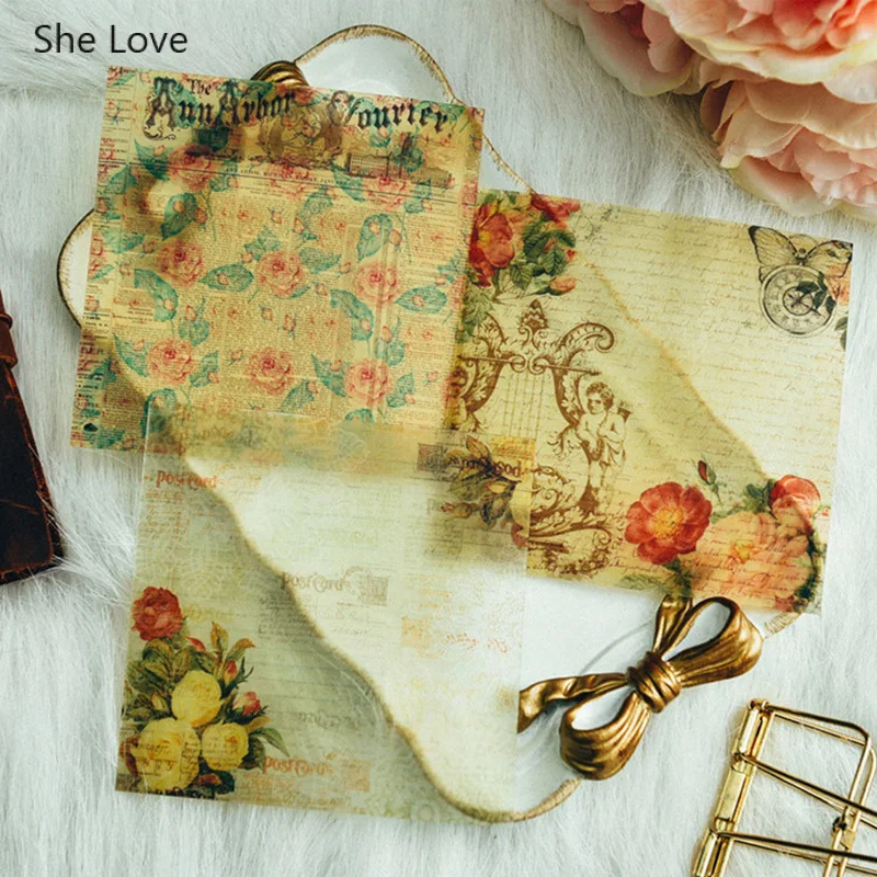 Chzimade 10 шт. винтажные кружевные бумажные наклейки с цветочным принтом для