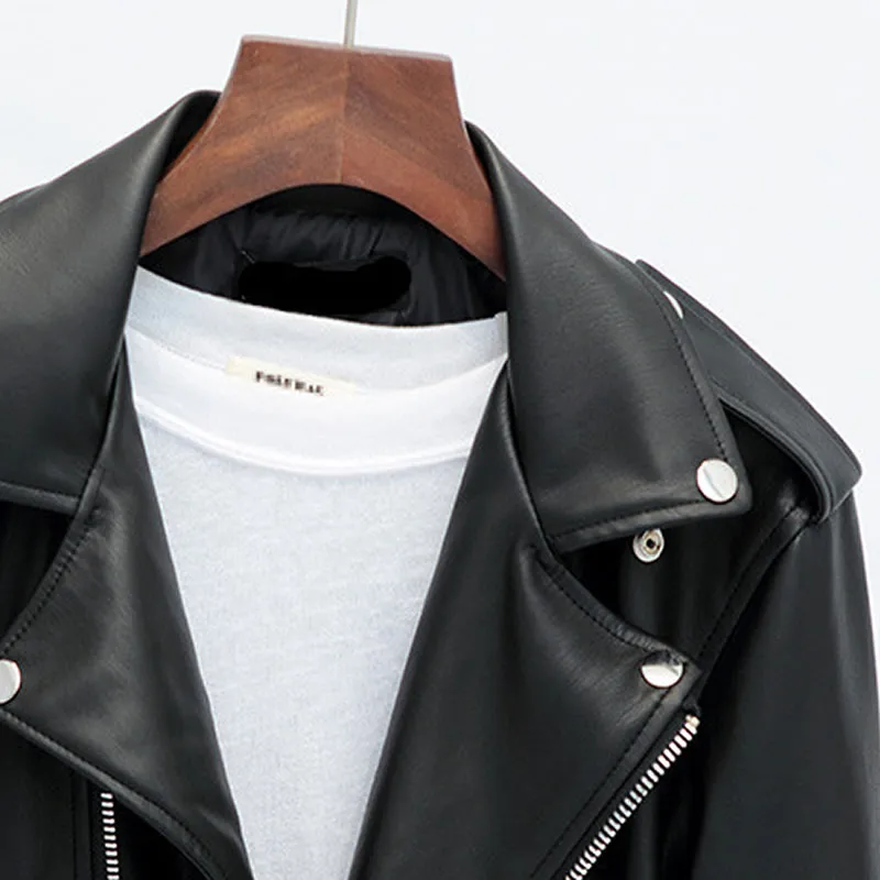 Женская свободная куртка из ПУ кожи в стиле панк уличная блузка однотонная