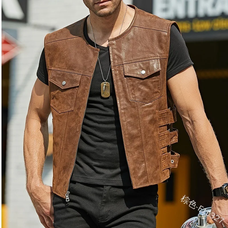 

Fashion Men Jackets Vest Slim Zipper Pu Vest Coat Sleeveless Leather Coat Plus Size Fashion Jacket Men La Ropa De Los Hombres