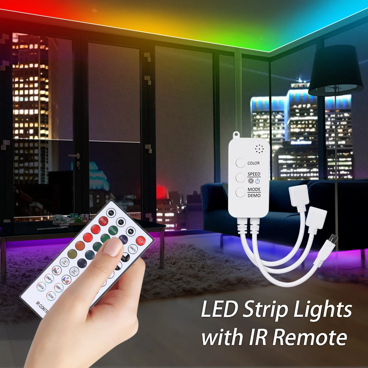 Светодиодная лента с ИК-пультом ДУ для смартфона BT-подключение 5/10 м 150/300