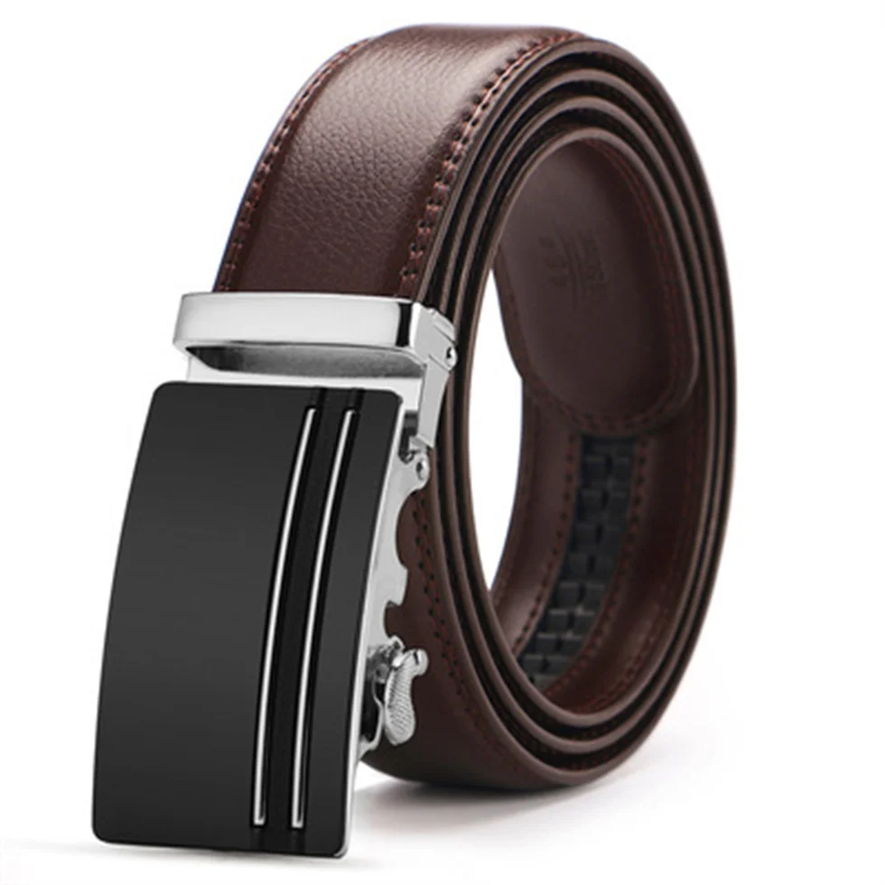 Мужской ремень из натуральной коровьей кожи с автоматической пряжкой сплава |
