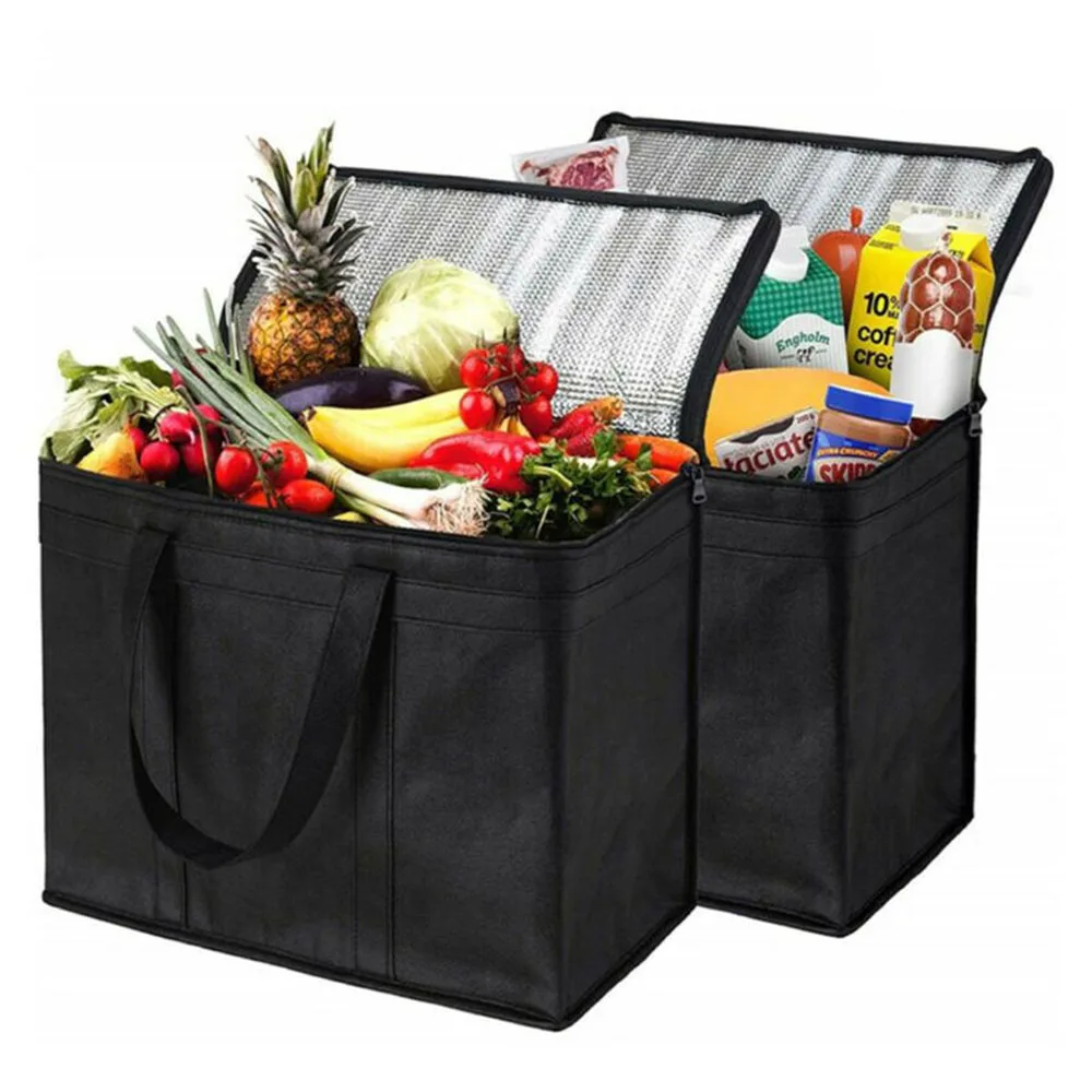 

Reusable Folding Tote Food Delivery Insulated Cooler Bag Picnic Aluminium Foil Thermal Ice Bag Eco-friendly Non Woven Lunch Bag