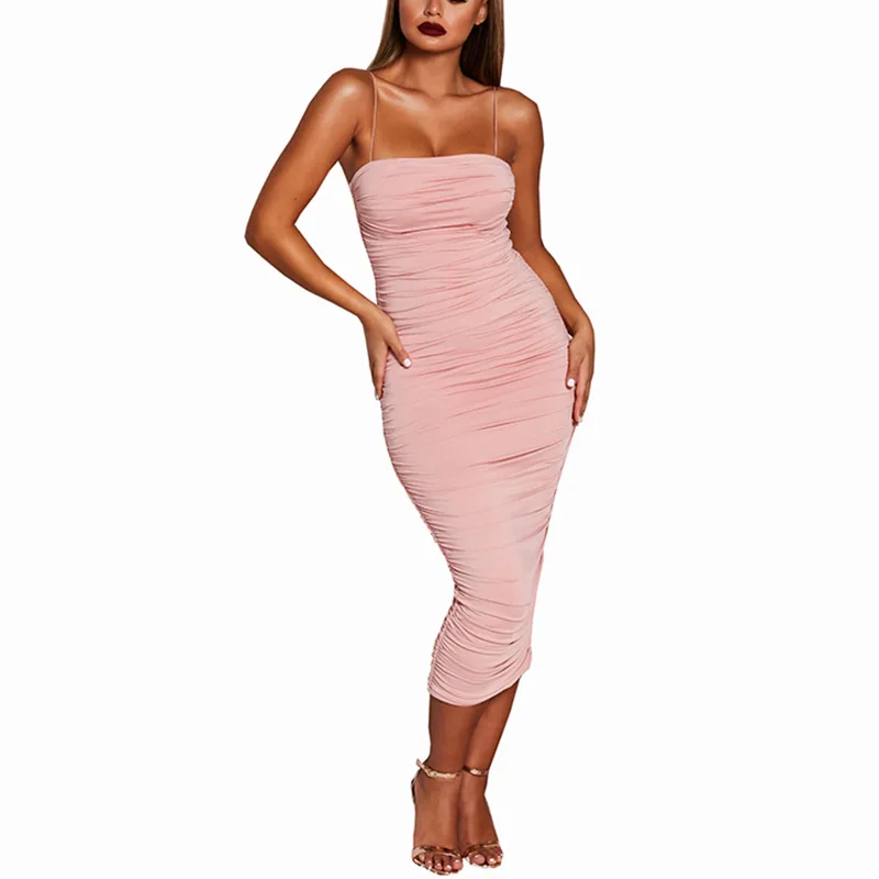 

New street sexy women's dresses, European and American ladies' dresses, sexy pleated suspenders, fashion nightclubs' dresses.