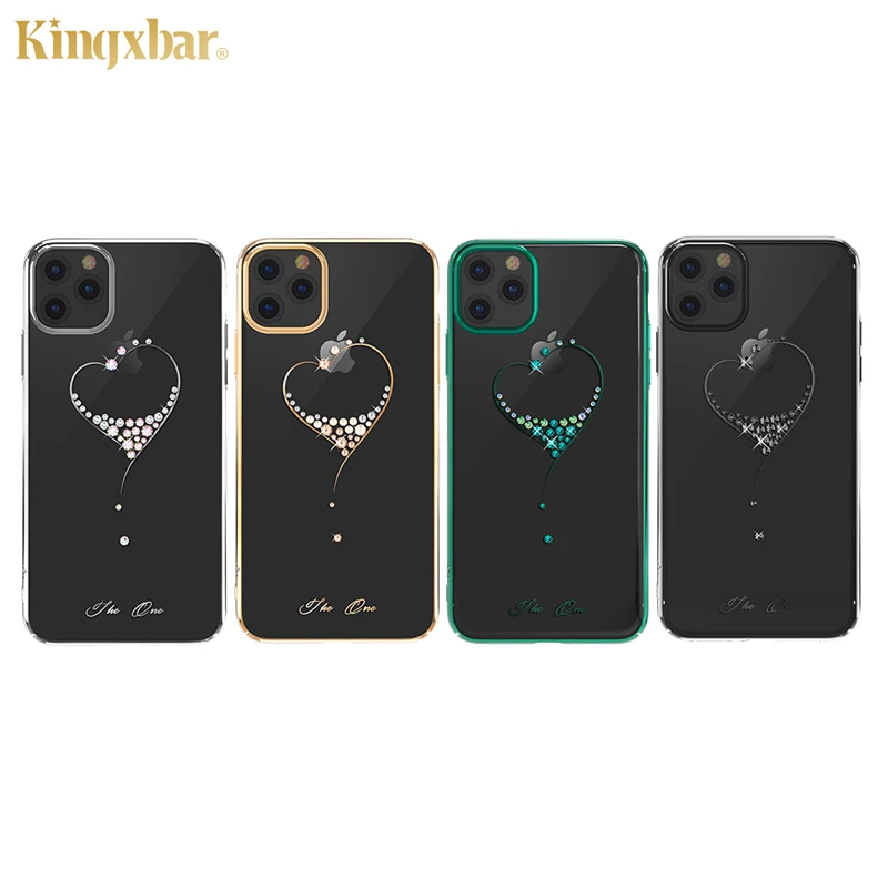 Kingxbar украшенный кристаллами чехол для iPhone 11/ Pro/ Max роскошный с сердцем со стразами