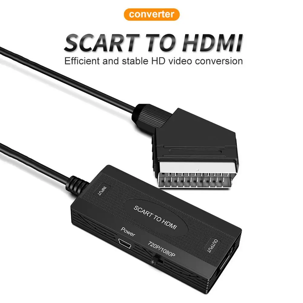 

Адаптер-преобразователь 1080P Scart в HDMI с USB кабелем питания Plug And Play HD