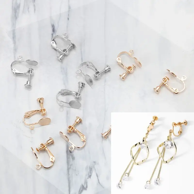 10 шт. без винт для пирсинга клип на Стад серьга в виде клипсы пустой базовый