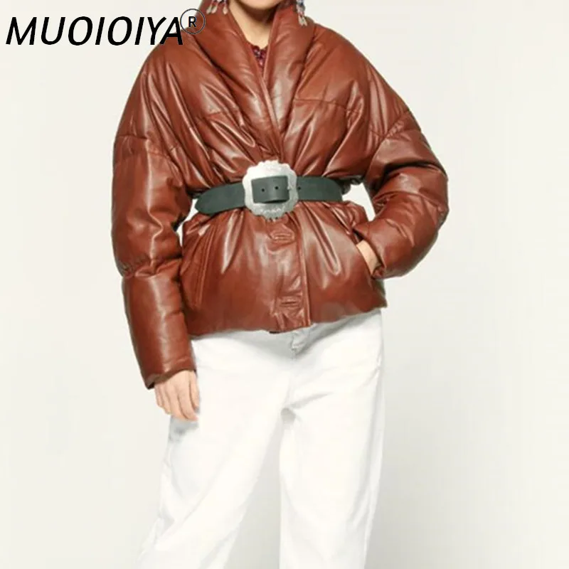 

Women Faux Leather Coat Long Sleeve Autumn Winter New Female Casual Jacket