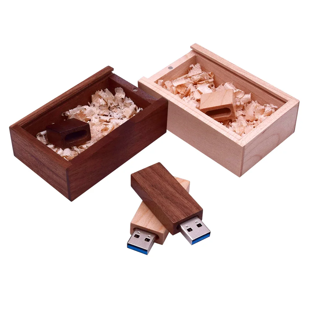 Пользовательский логотип деревянный USB + Подарочная коробка Usb флэш накопитель 3 0