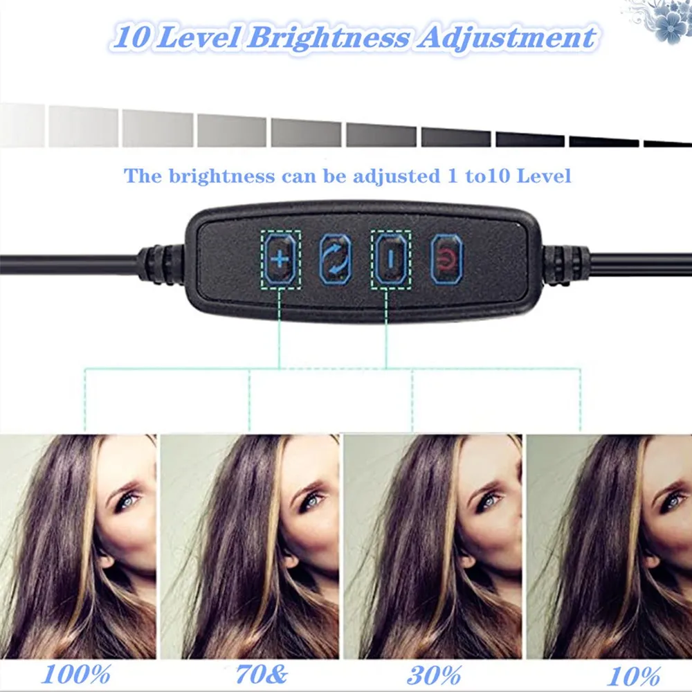 Live Broadcast Dimmable Desktop 16cm (6.3 inches) Ring LED Light Mobile Phone Beauty Selfie Photography Fill Light Phone Holder