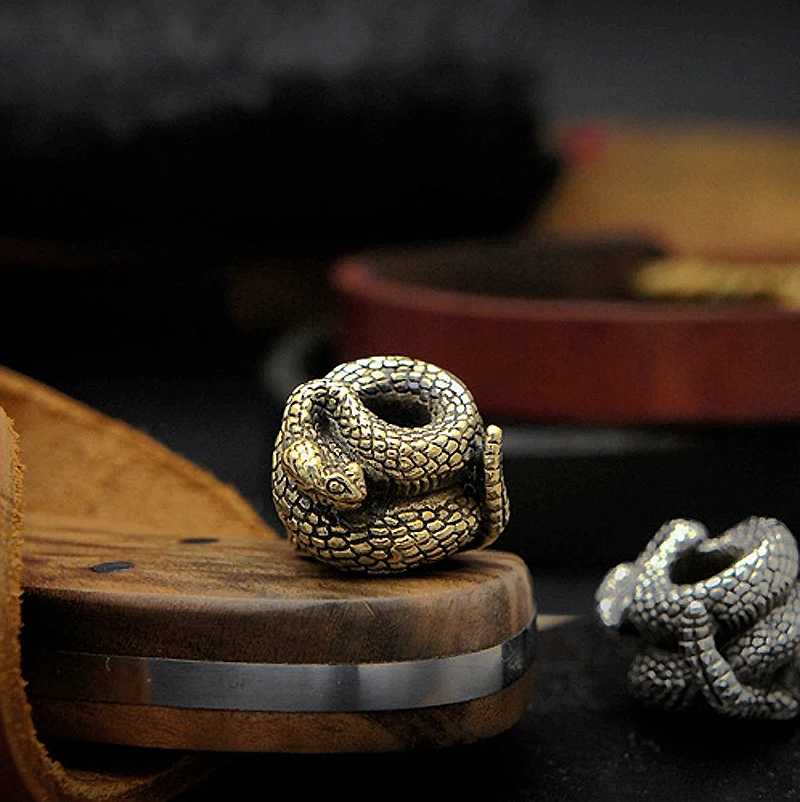 Ручная работа змея EDC нож бусины зонт веревка подвеска брелок аксессуары медные