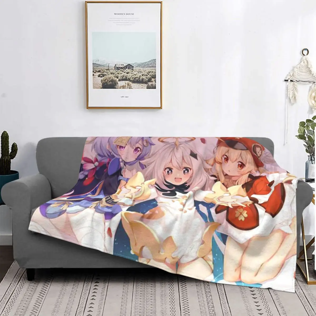 

Genshin Impact - Qiqi, Paimon, Klee Blanket Flannel Fleece Game Anime Plush Warm Throw Blanket For Bedspread Bedding Couch Quilt