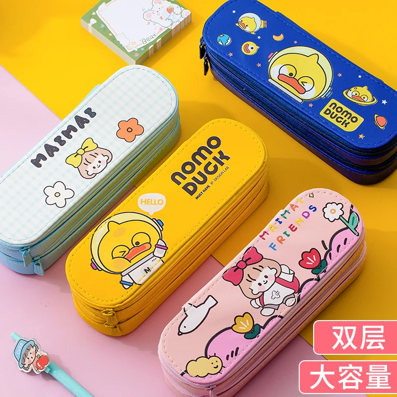 Double Layer pencil cases bag kawaii school supplies stationery pouch stationary cute korean unicorn storage | Канцтовары для офиса