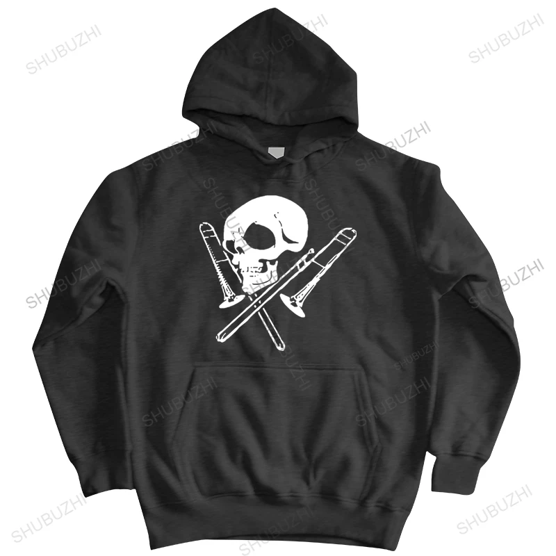 

Куртка мужская на молнии, Модный хлопковый пуловер, удобный брендовый Забавный топ с черепом и тромбоном