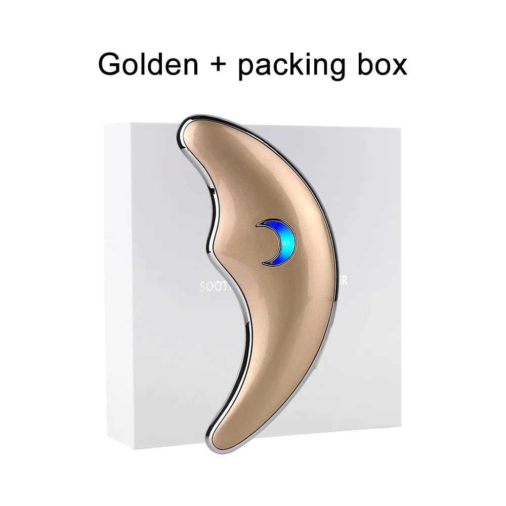 Gold with box Массажная машина Guasha для лица и шеи, устройство для удаления морщин, массажер для похудения, Электрический массажер для кожи, инструмент для выскабливания - Цвет: Gold with box