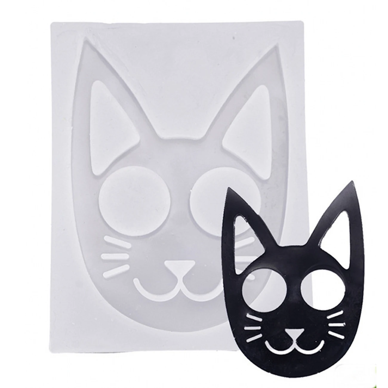 

Cute Glossy Cat Head Keychain Mold DIY Handmade Charms Mould Resin Crafting Mold Epoxy Jewellery Silicone Mold Crafts Pendant