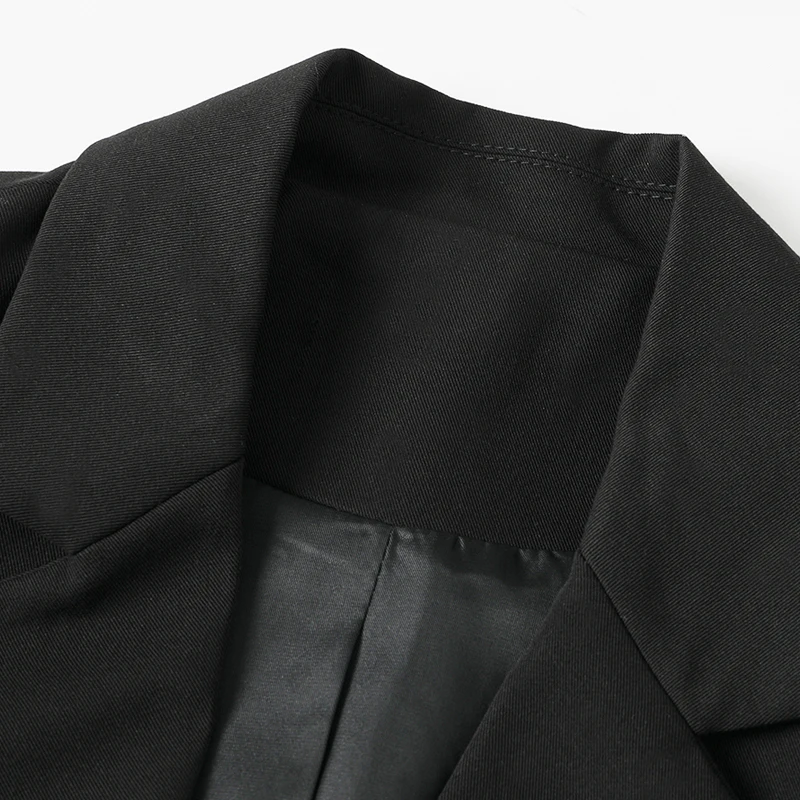 Женский блейзер с карманами Черный винтажный пиджак свободного покроя