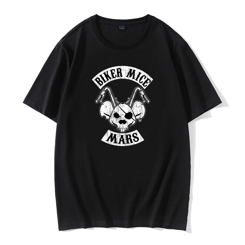 

Biker Mice Mars Skull T Shirt Pirates Mouse Motorcycle Cool Tshirts Funny Mens Retro Skull T-Shirts 3D