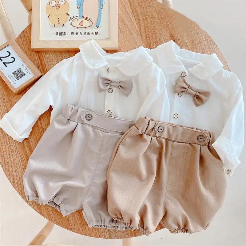 

Baby Boys Girls Clothing Sets Infants Newborn Clothes Suit Kids Shorts Sleeve Tops Shorts Summer Spanish Children Outfits