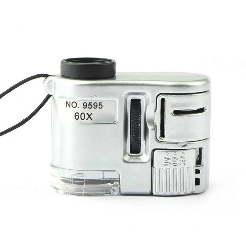 Mini Microscope de poche à lumière UV LED 60x Loupe de bijoux  Loupe Portable détecteur de monnaie
