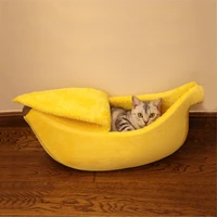 funny banana shape dog bed pet nest puppy lounger cushion warm house small medium large cat dog baskets accessories supplies