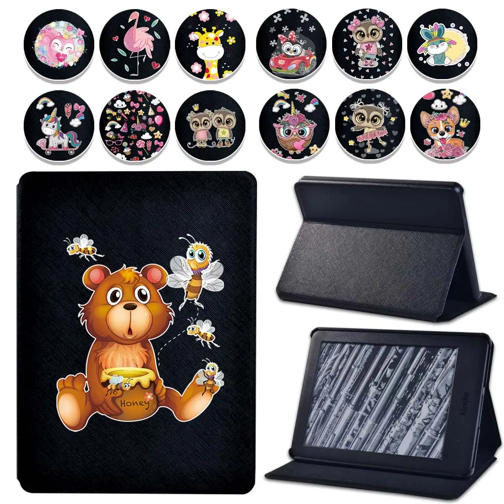 

Case For Kindle (8/10th Gen) /Kindle Paperwhite(5/6/7/10th Gen) 6 Inch Cartoon pu Leather Stand Tablet eReader Cover + Stylus