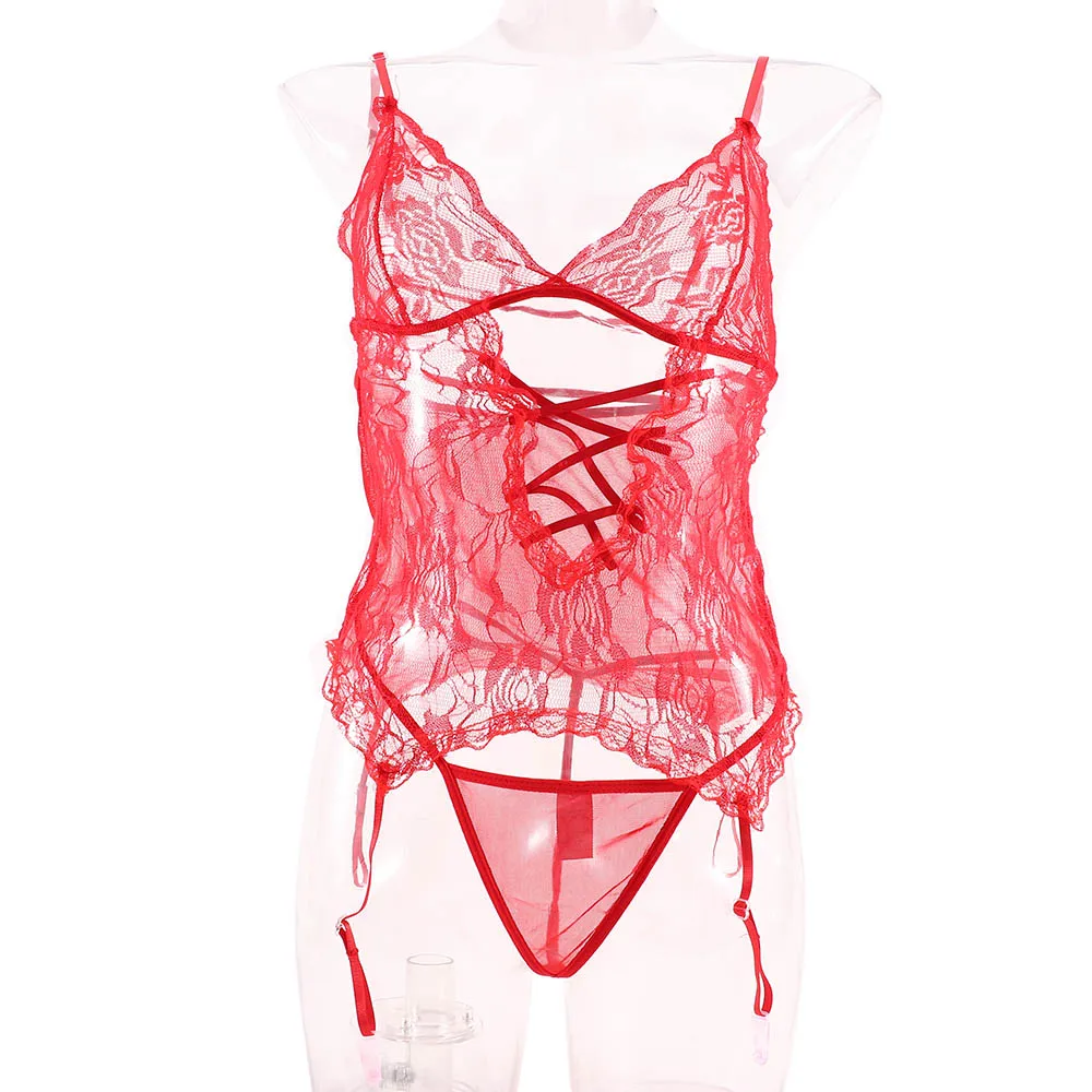 Пикантное боди с подвязками большого размера нижнее белье кружевной комбинезон