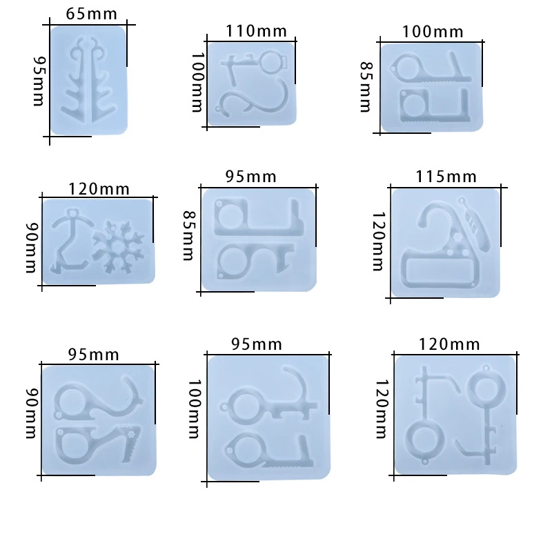 

9 Types No Contact Keychain Resin Molds Key Ring Silicone Molds DIY Pendant Molds Epoxy Craft