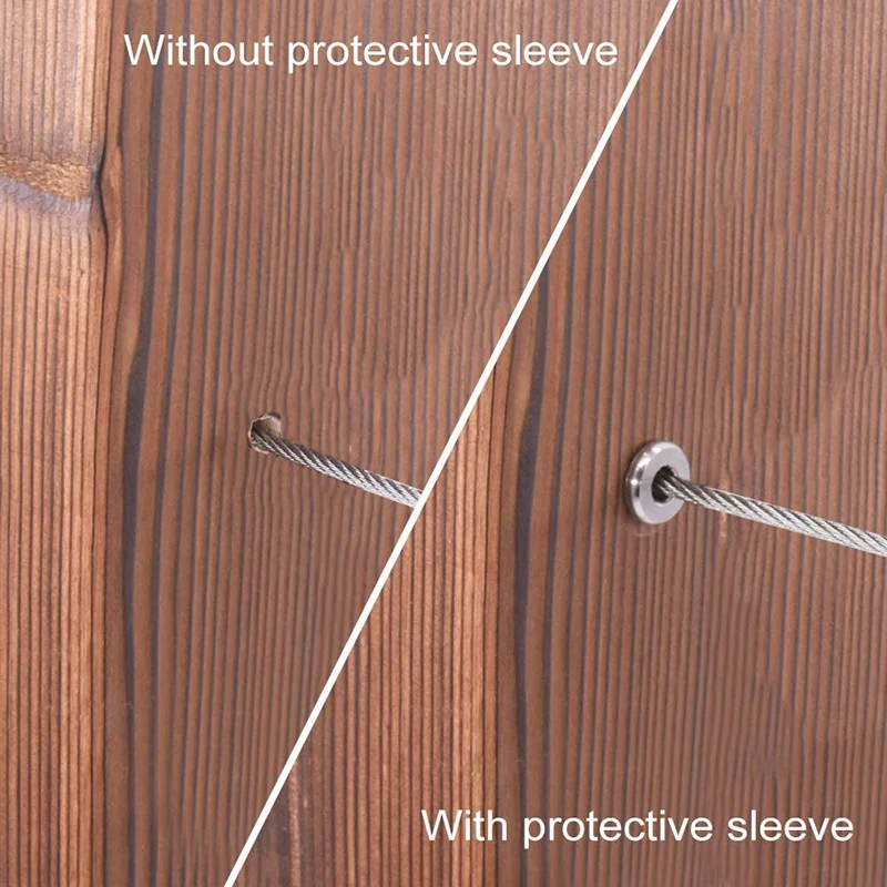 

Promotion! 80Pcs T316 Stainless Steel Protector Sleeves for 1/8 Inch Deck Cable Railing Kit for Wood & Metal Posts DIY Balustrad