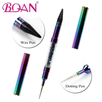 bqan 1 pc dual end wax dotting pencil pen nail art rhinestones crystal diamond picker tool manicure art tools nail art brush