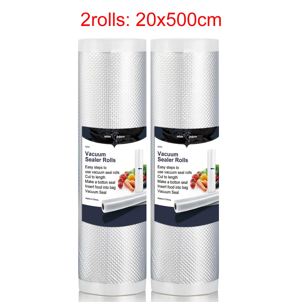 2 Rolls 20x500cm Белый дельфин кухонный лучший пищевой вакуумный упаковщик в рулонах 12 15 20 25 см X 500 см для Сохранение продуктов питания вакуумные упаковочные пакеты для хранения продуктов - Цвет: 2 Rolls 20x500cm