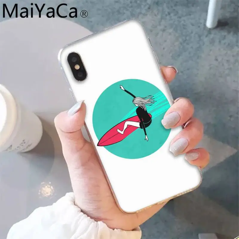 

MaiYaCa surfing art surf Girl Phone Case shell for iPhone 5S 8 7 6 6S Plus X XS MAX 5 SE XR 12 11 pro promax fundas
